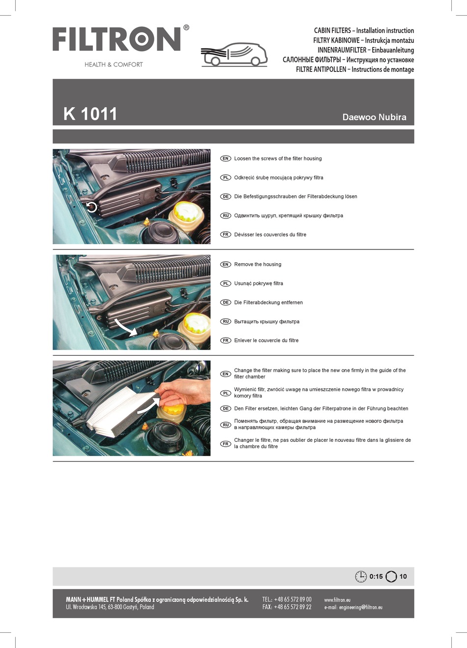 FILTRON K 1011 INSTALLATION INSTRUCTIONS Pdf Download | ManualsLib