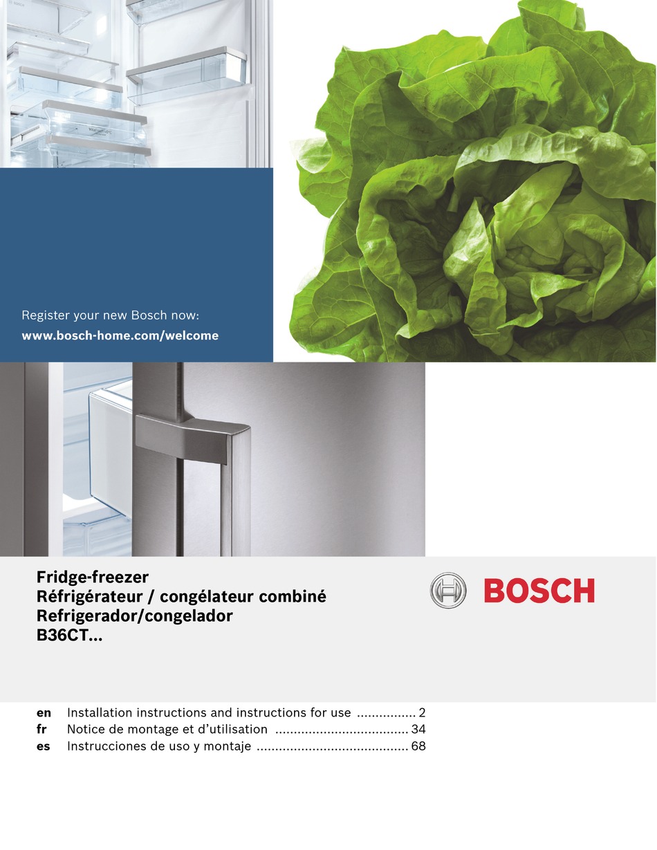 BOSCH B36CT80SNS 01 INSTALLATION INSTRUCTIONS AND INSTRUCTIONS FOR