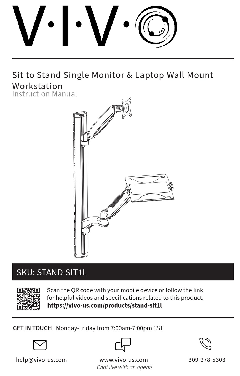 VIVO STAND-SIT1L INSTRUCTION MANUAL Pdf Download | ManualsLib