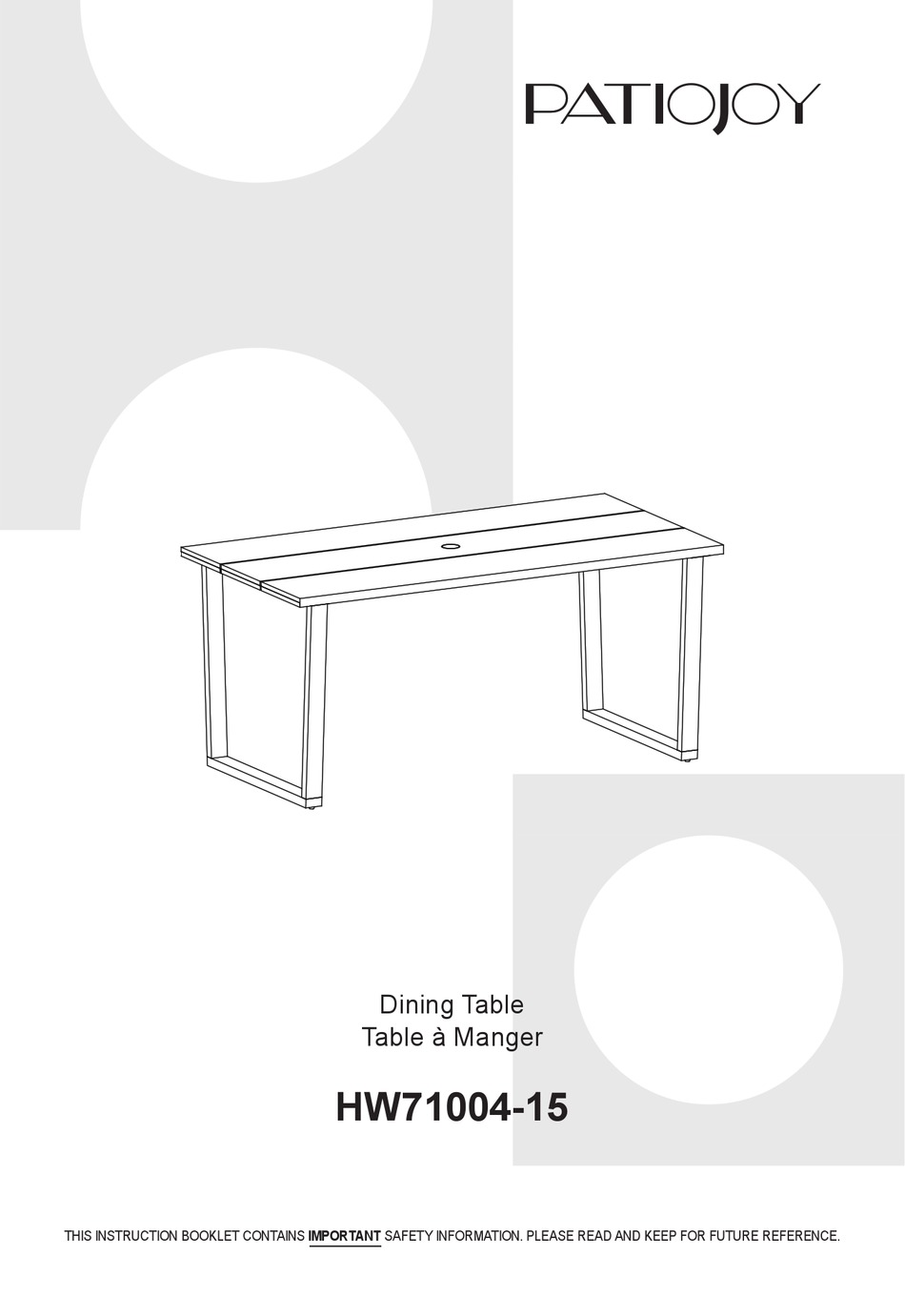 PATIOJOY HW7100415 MANUAL Pdf Download ManualsLib