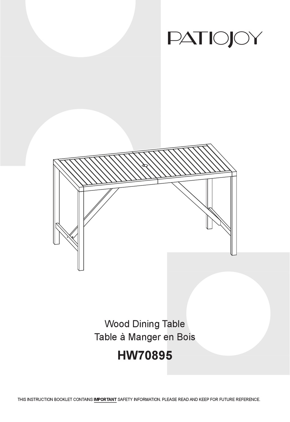 PATIOJOY HW70895 MANUAL Pdf Download ManualsLib
