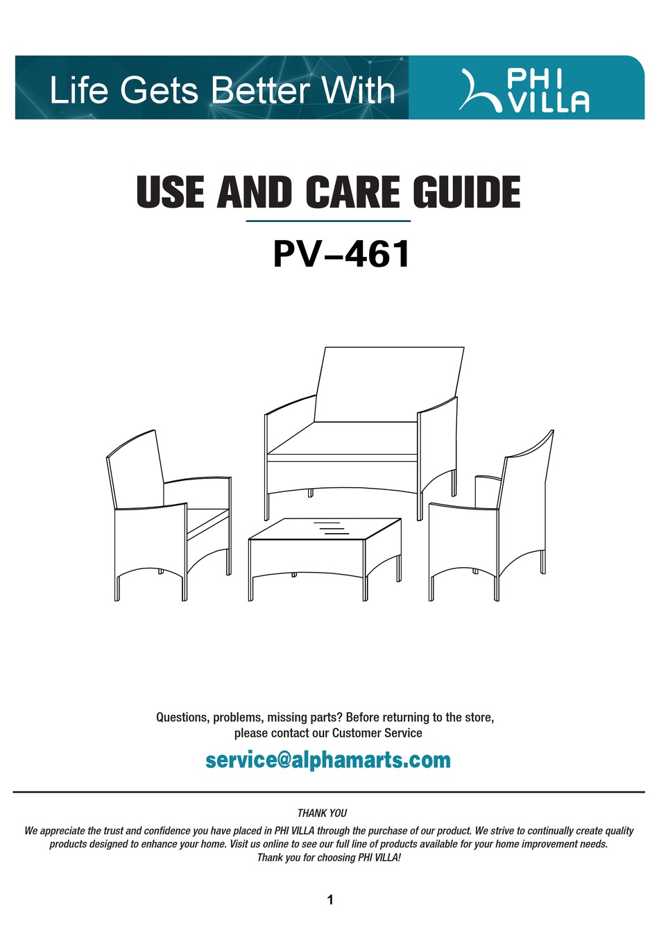 PHI VILLA PV461 USE AND CARE MANUAL Pdf Download ManualsLib