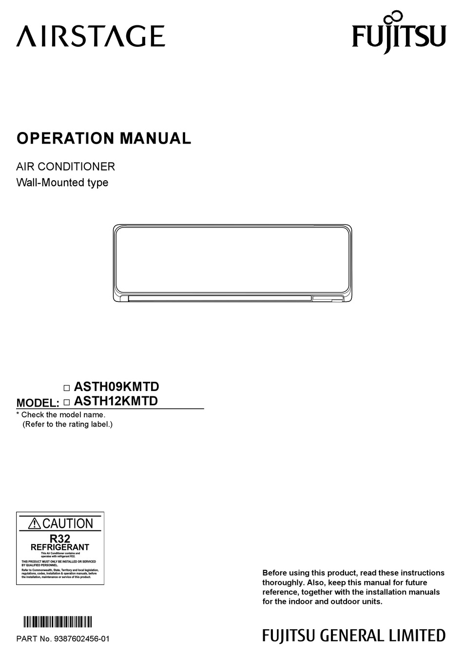 FUJITSU AIRSTAGE ASTH09KMTD OPERATION MANUAL Pdf Download ManualsLib