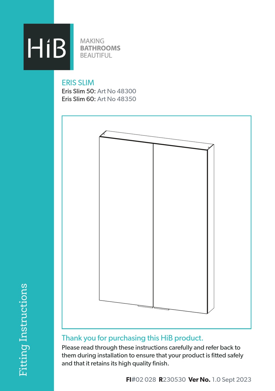 HIB ERIS SLIM 50 FITTING INSTRUCTIONS MANUAL Pdf Download ManualsLib
