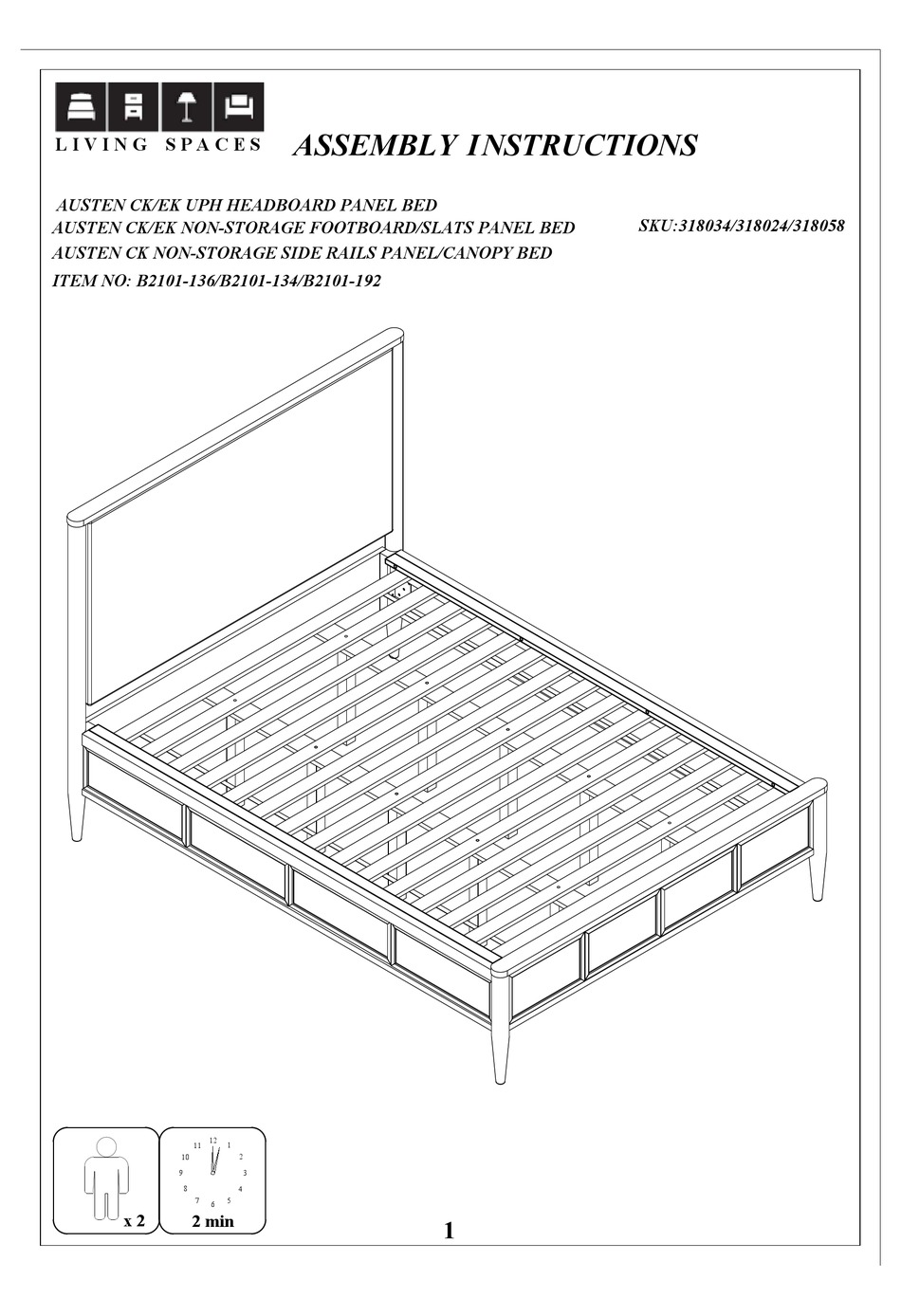 LIVING SPACES AUSTEN B2101-136 ASSEMBLY INSTRUCTIONS Pdf Download ...