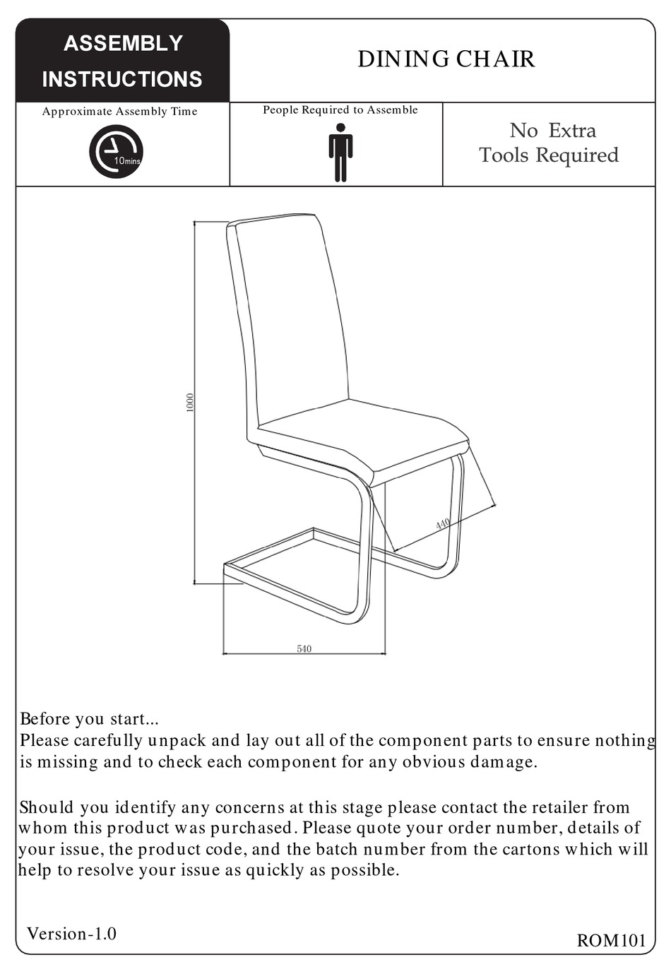 JULIAN BOWEN LIMITED ROM101 ASSEMBLY INSTRUCTIONS MANUAL Pdf Download ManualsLib