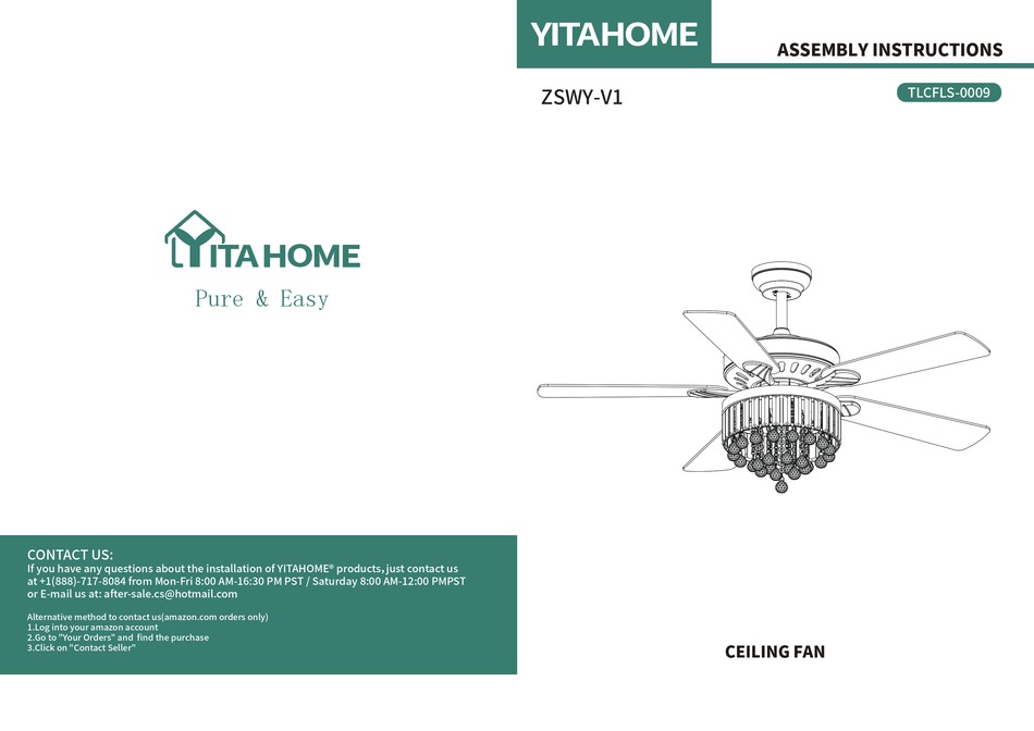 YITAHOME TLCFLS-0009 ASSEMBLY INSTRUCTIONS MANUAL Pdf Download | ManualsLib