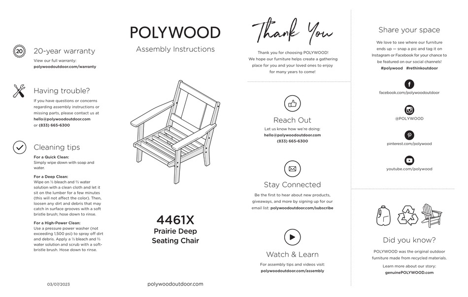 POLYWOOD PRAIRIE 4461X ASSEMBLY INSTRUCTIONS Pdf Download ManualsLib
