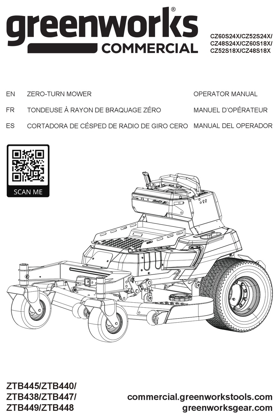 Greenworks Commercial Cz60s24x Operators Manual Pdf Download Manualslib