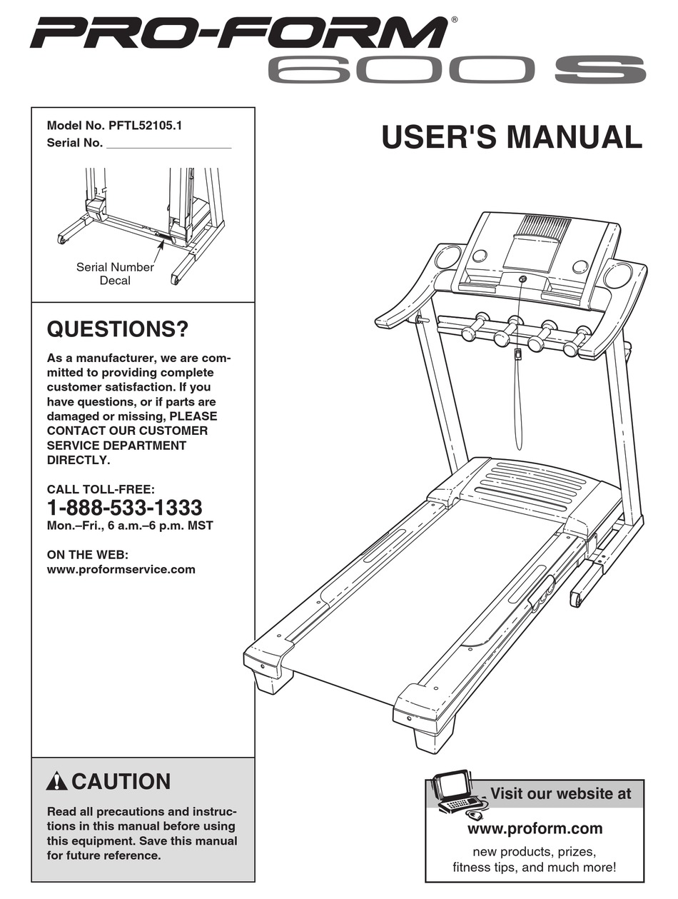 PRO-FORM PFTL52105.1 USER MANUAL Pdf Download | ManualsLib