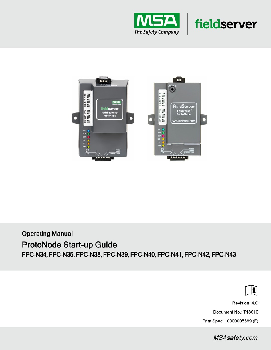 MSA FIELDSERVER PROTONODE FPC-N34 STARTUP MANUAL Pdf Download | ManualsLib