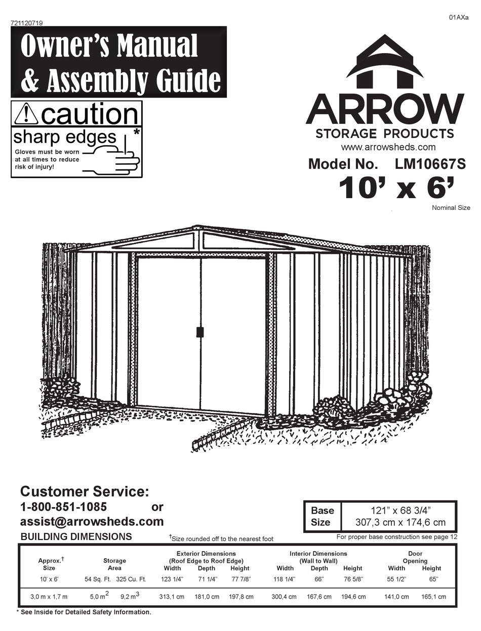 ARROW STORAGE PRODUCTS LM10667S OWNER'S MANUAL & ASSEMBLY MANUAL Pdf