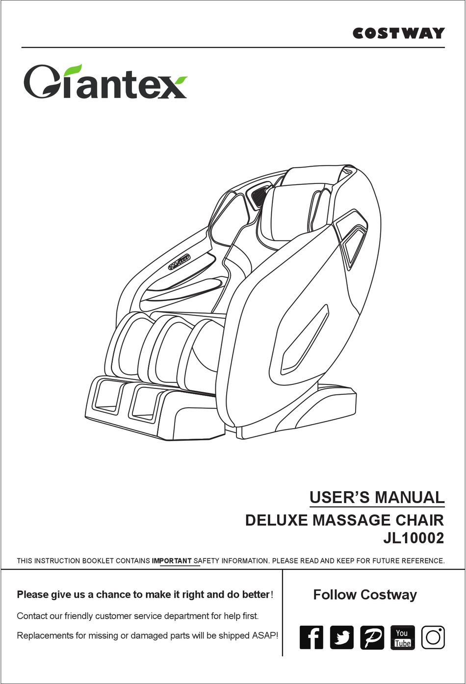 COSTWAY GIANTEX JL10002 USER MANUAL Pdf Download ManualsLib