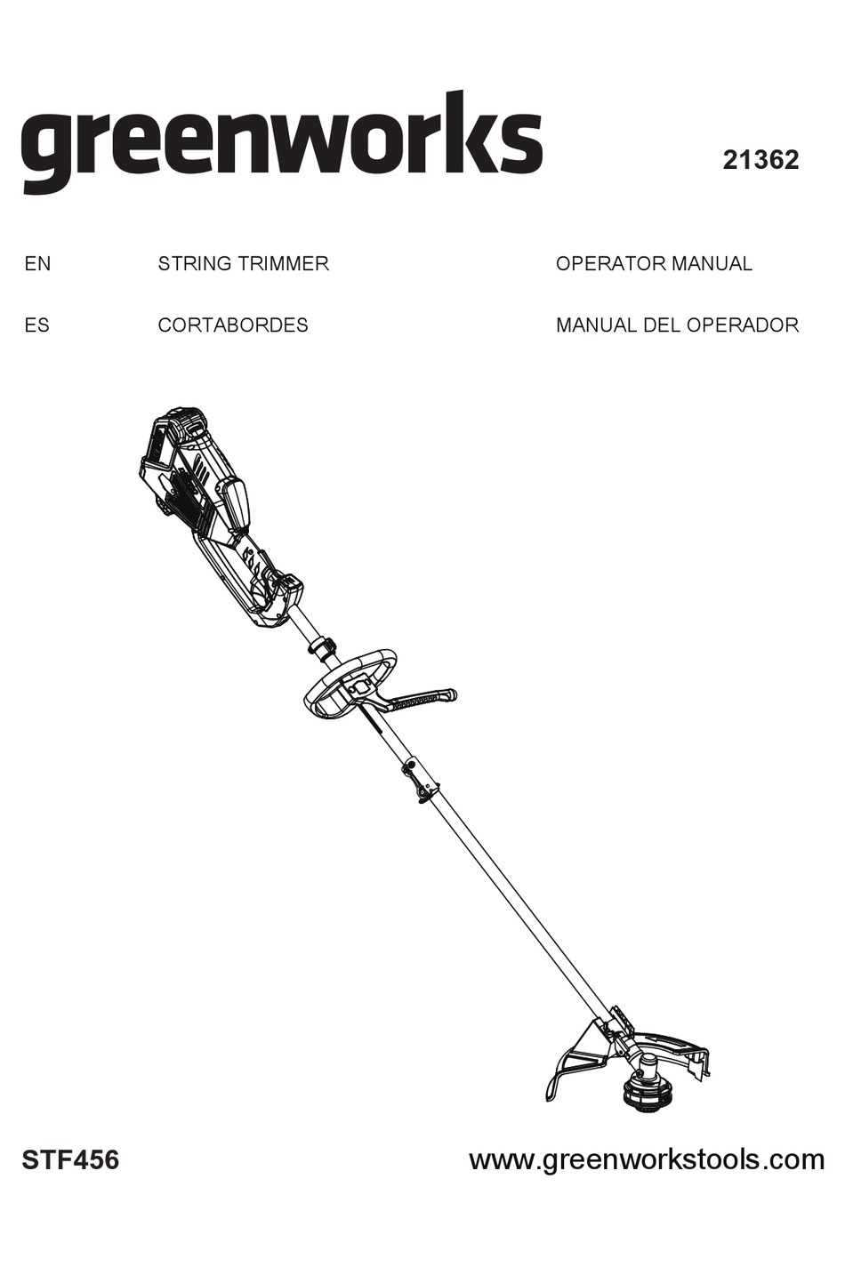GREENWORKS STF456 OPERATOR