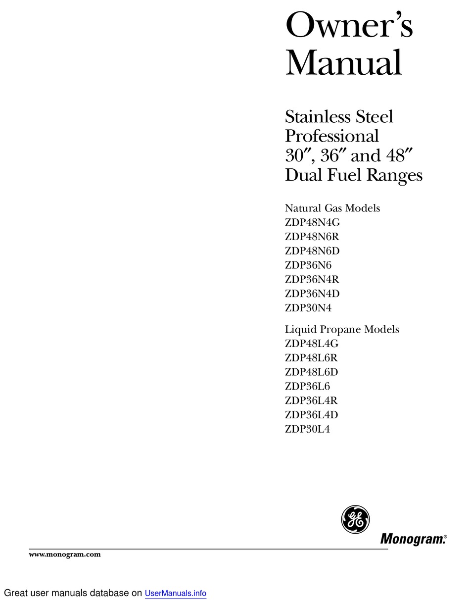 GE MONOGRAM ZDP48N4G OWNER S MANUAL Pdf Download ManualsLib   Ge Monogram Zdp48n4g 