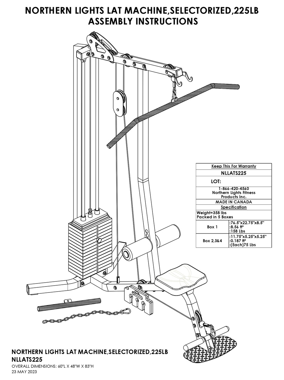NORTHERN LIGHTS 225LB ASSEMBLY INSTRUCTIONS MANUAL Pdf Download