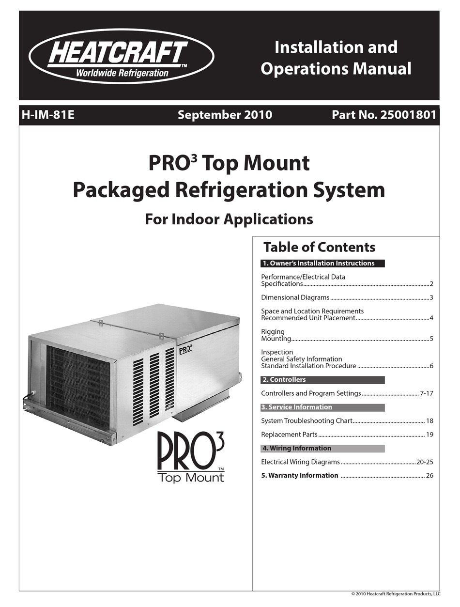 HEATCRAFT REFRIGERATION PRODUCTS PRO3 TOP MOUNT H-IM-81E INSTALLATION ...