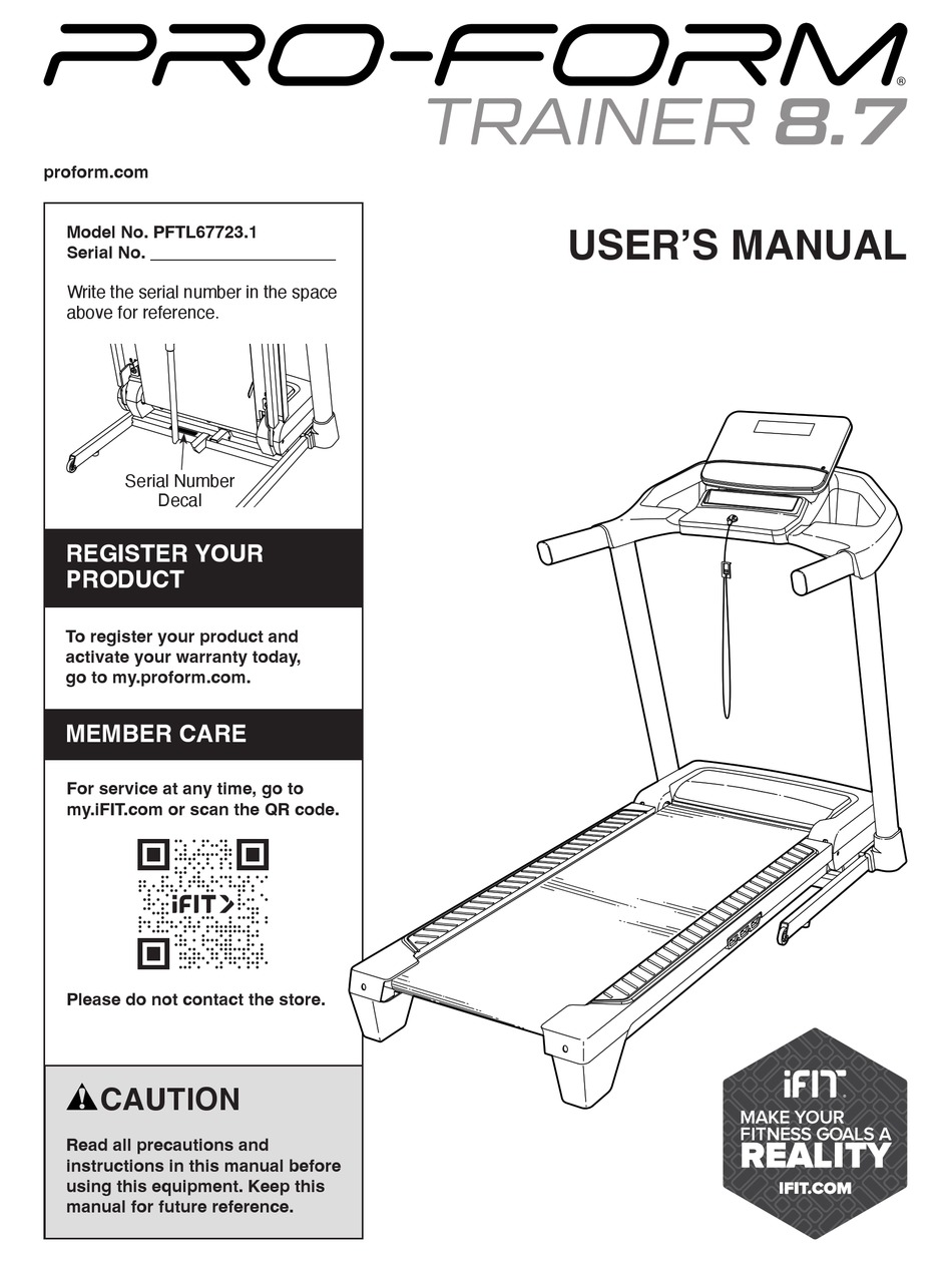 Proform 8.0 best sale zt treadmill manual