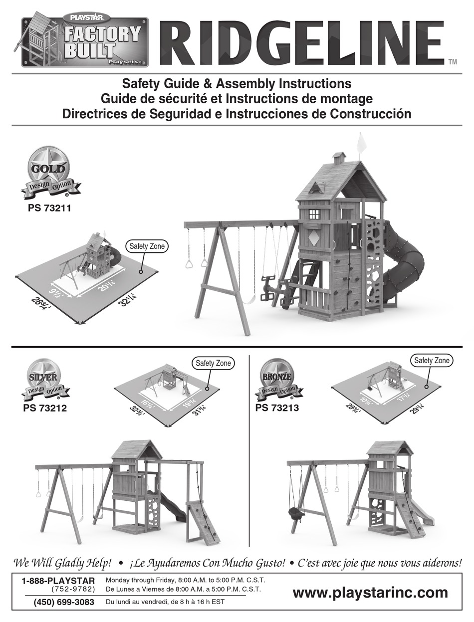 PLAYSTAR FACTORY BUILT RIDGELINE PS 73211 SAFETY MANUAL & ASSEMBLY