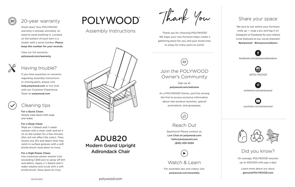 POLYWOOD ADU820 MANUAL Pdf Download ManualsLib