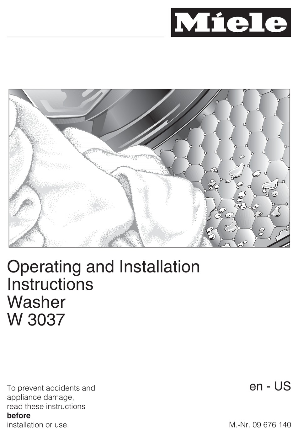 MIELE W 3037WH OPERATING AND INSTALLATION INSTRUCTIONS Pdf Download