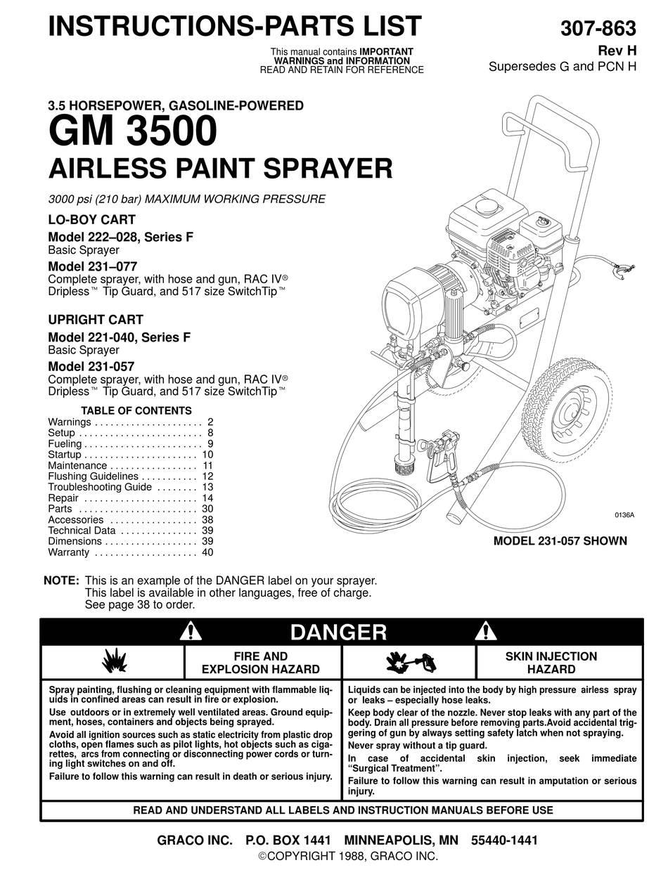 GRACO GM 3500 INSTRUCTIONSPARTS LIST MANUAL Pdf Download ManualsLib