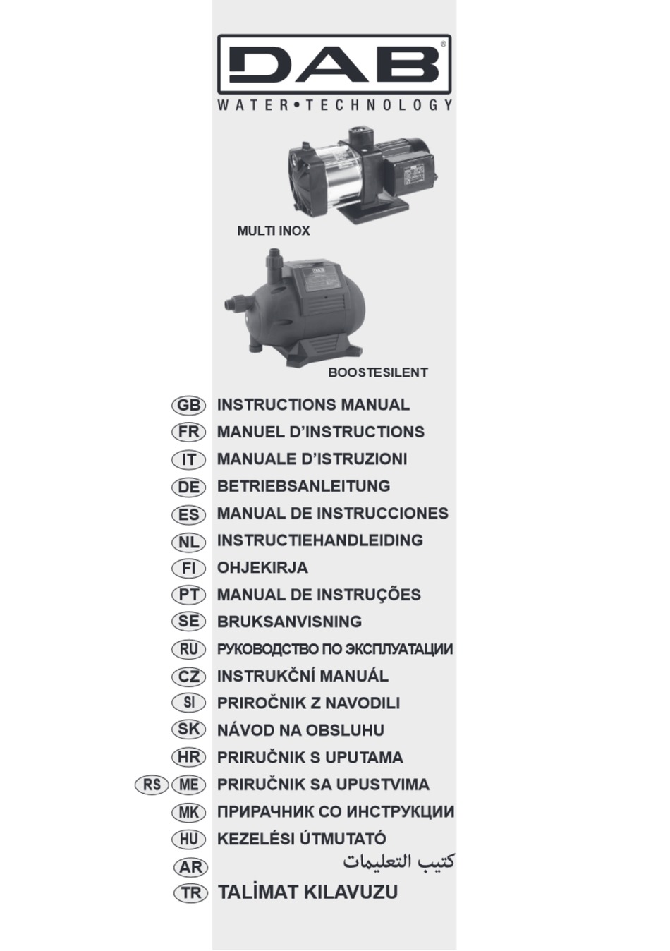 Dab Multi Inox Instruction Manual Pdf Download Manualslib