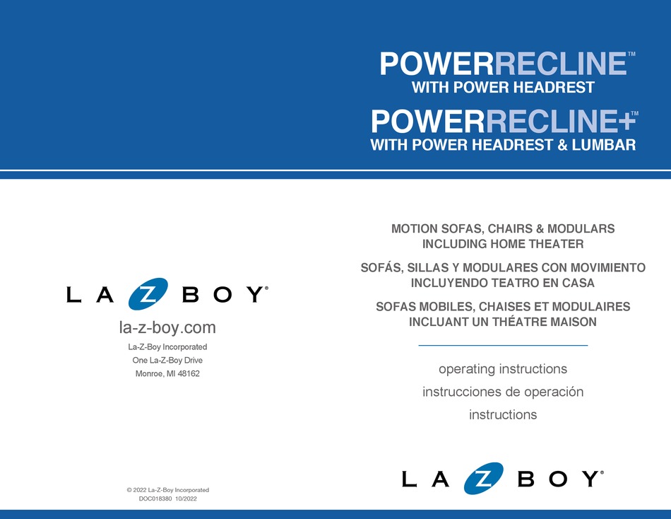 LAZBOY POWERRECLINE OPERATING INSTRUCTIONS MANUAL Pdf Download ManualsLib