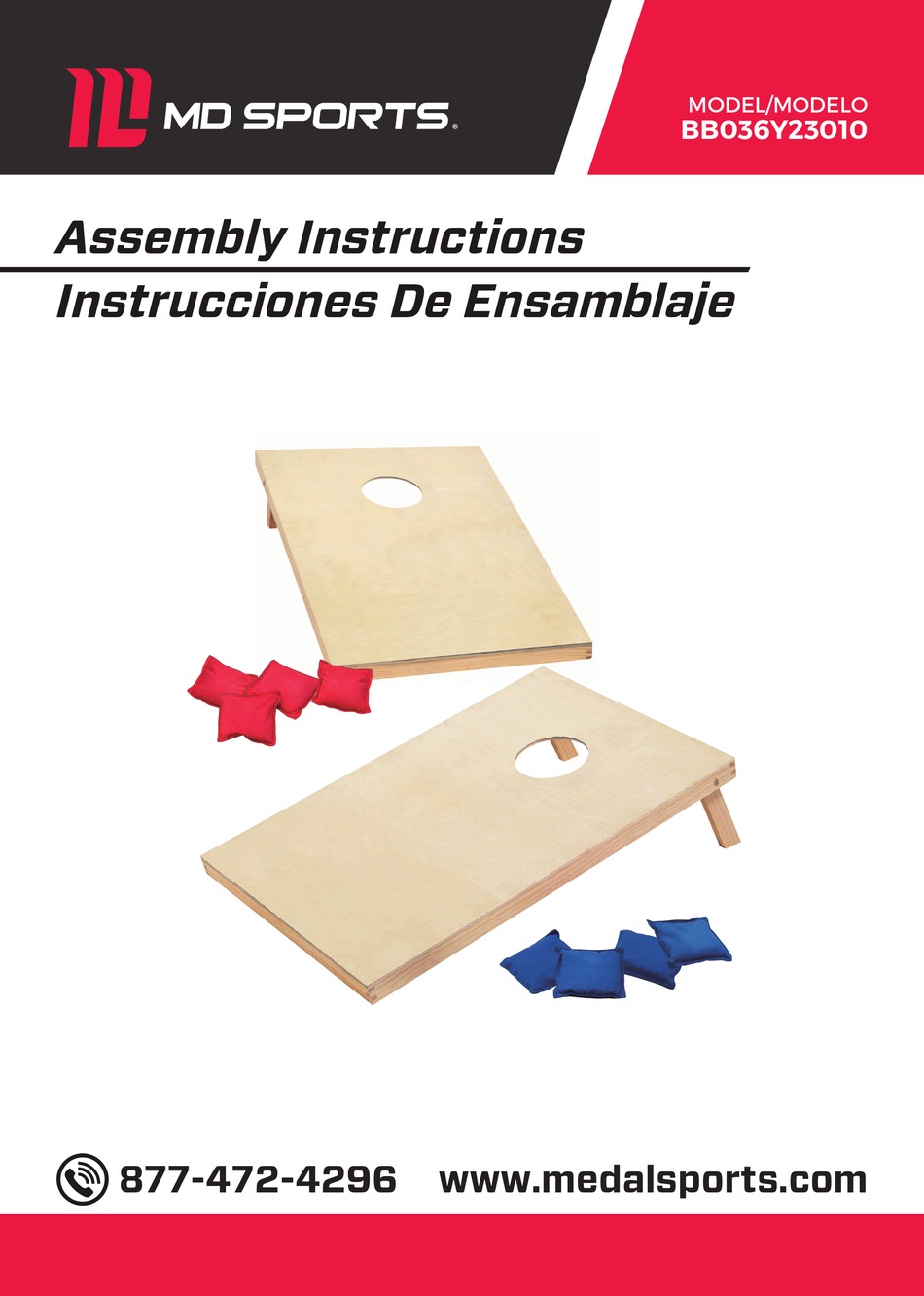 MD SPORTS 36 SOLID WOOD CORNHOLE SET WITH ALLWEATHER BEAN BAGS