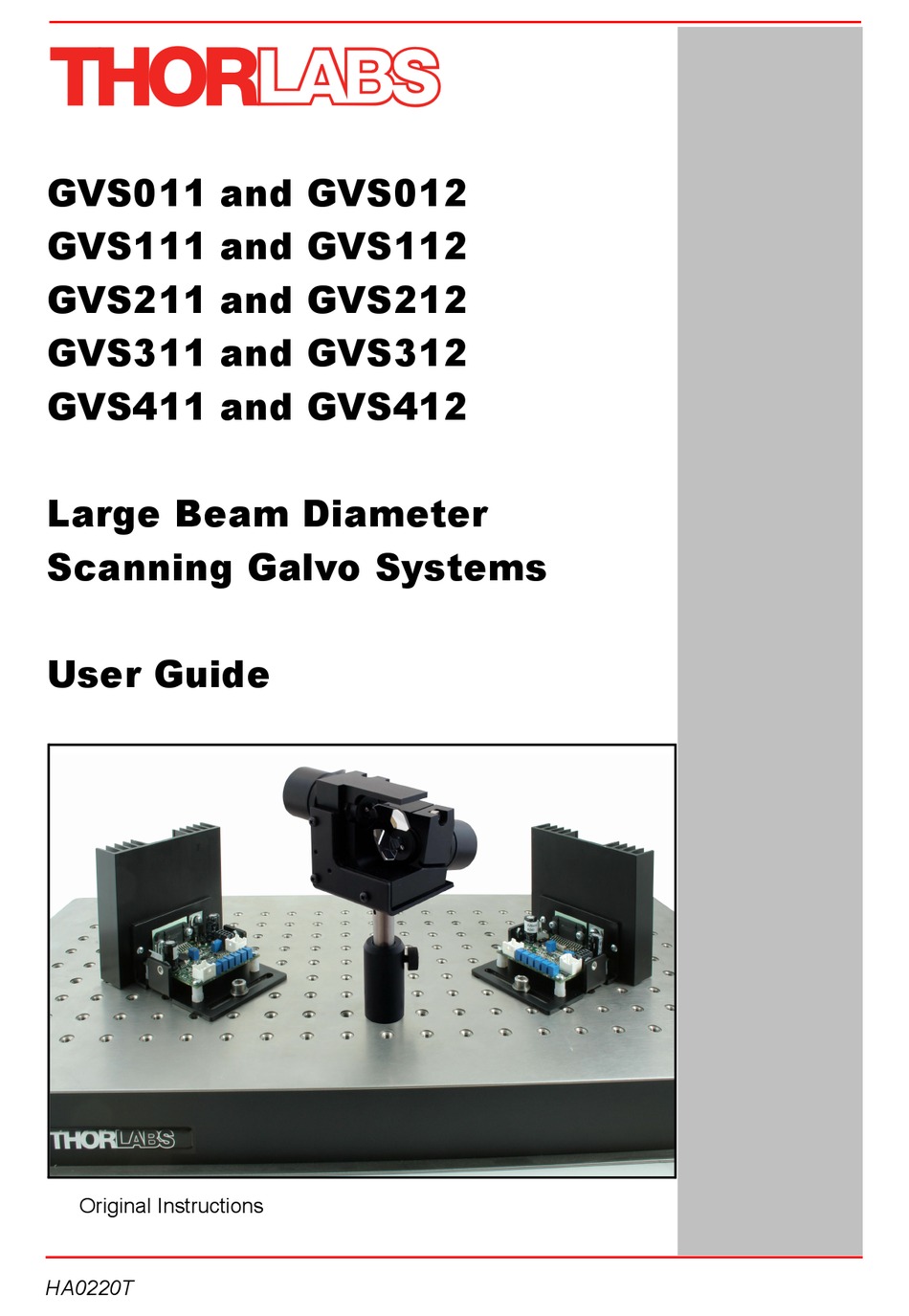 THORLABS GVS012 USER MANUAL Pdf Download | ManualsLib