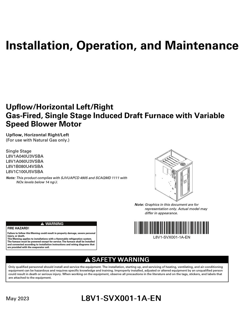 TRANE L8V1A040U3VSBA INSTALLATION, OPERATION AND MAINTENANCE MANUAL Pdf