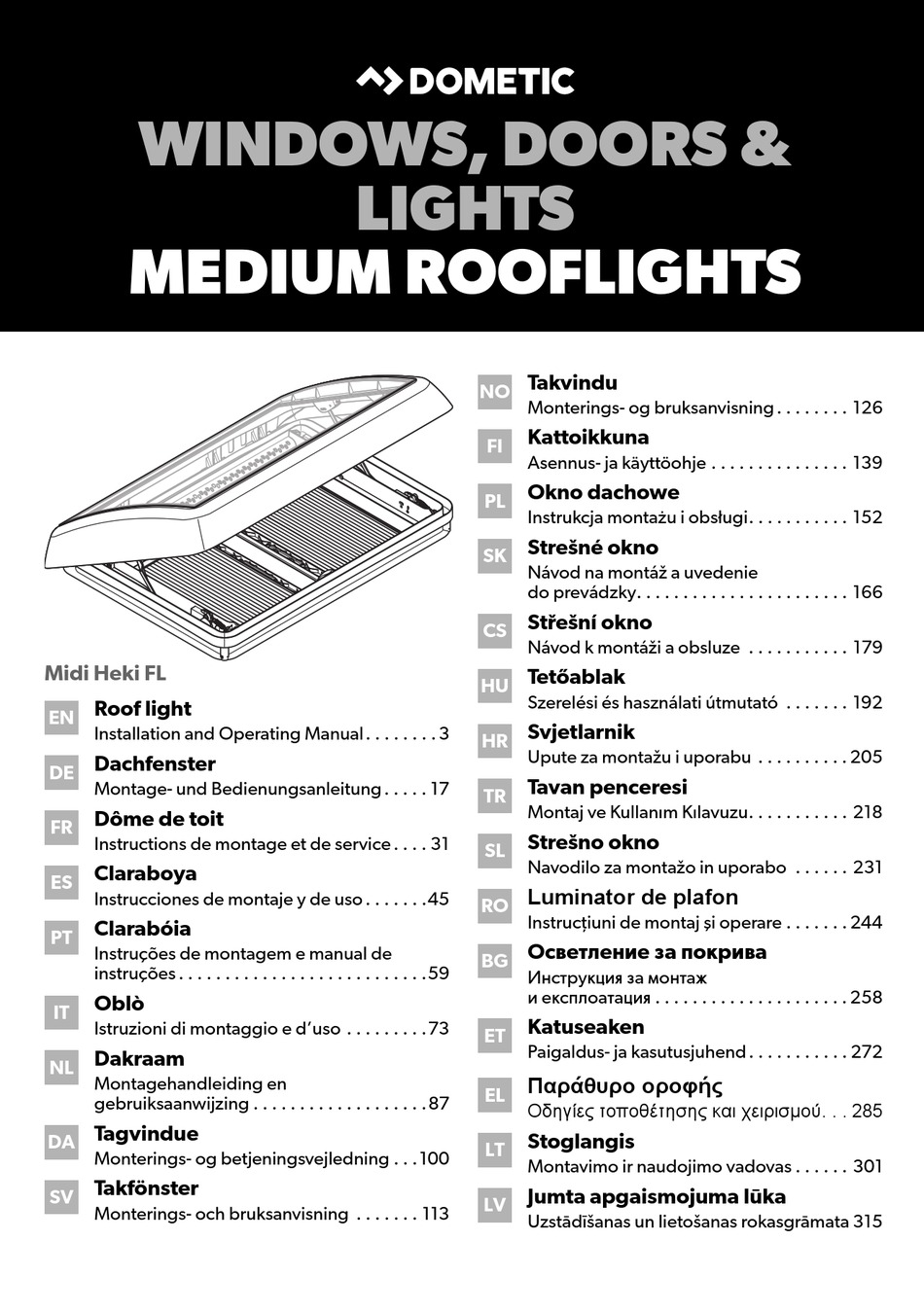 DOMETIC MIDI HEKI FL INSTALLATION AND OPERATING MANUAL Pdf Download