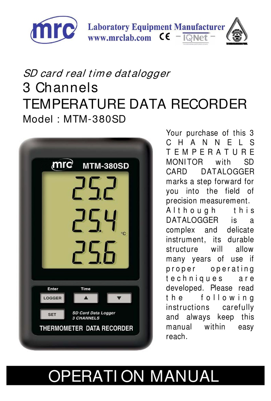 MRC MTM380SD OPERATION MANUAL Pdf Download ManualsLib