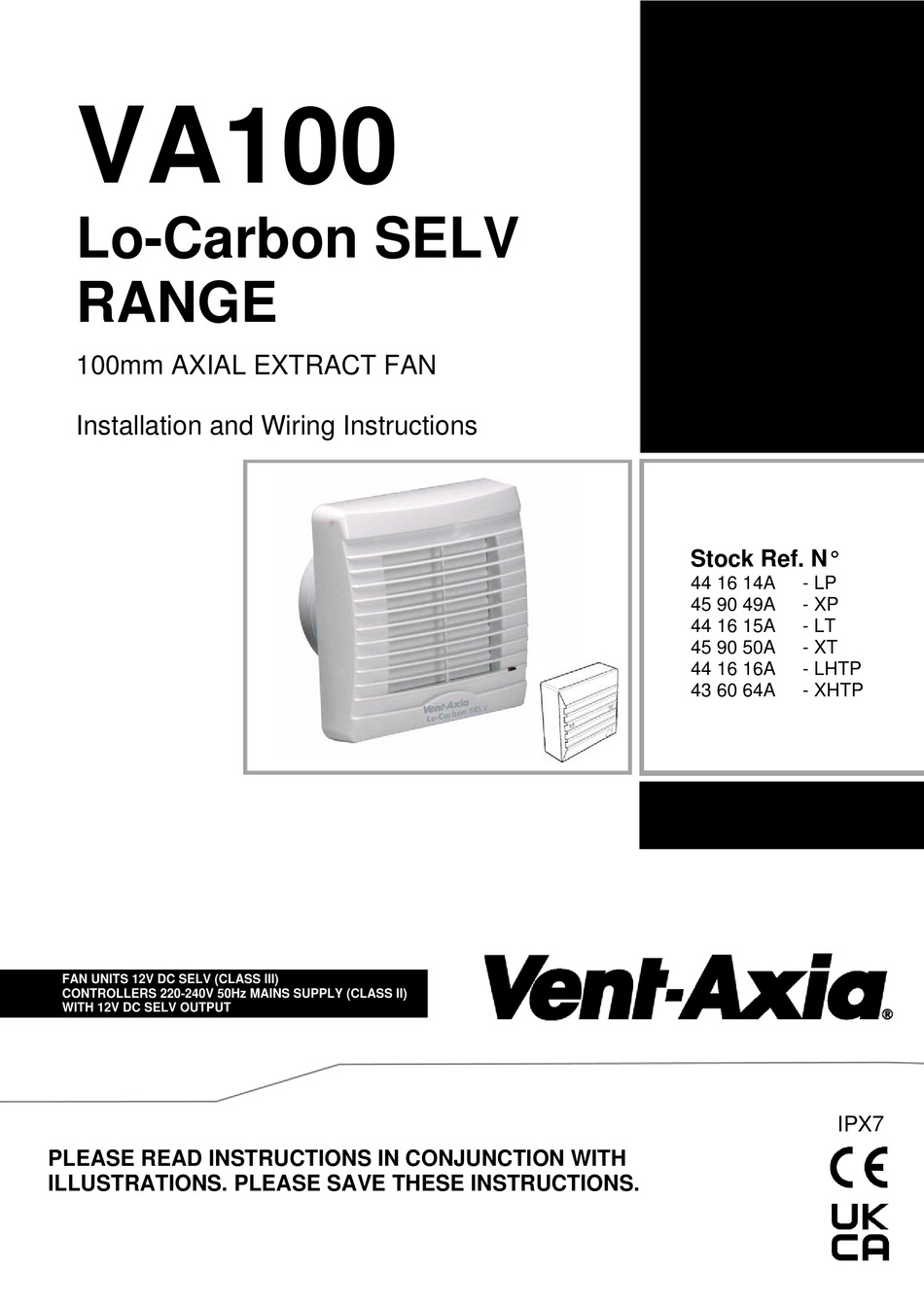 VENTAXIA VA100/SELV INSTALLATION AND WIRING INSTRUCTIONS Pdf Download