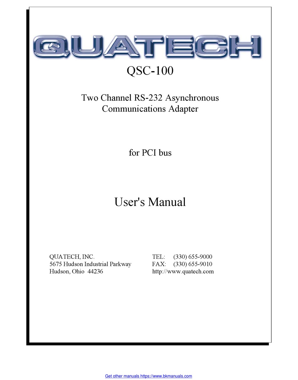 QUATECH QSC100 USER MANUAL Pdf Download ManualsLib