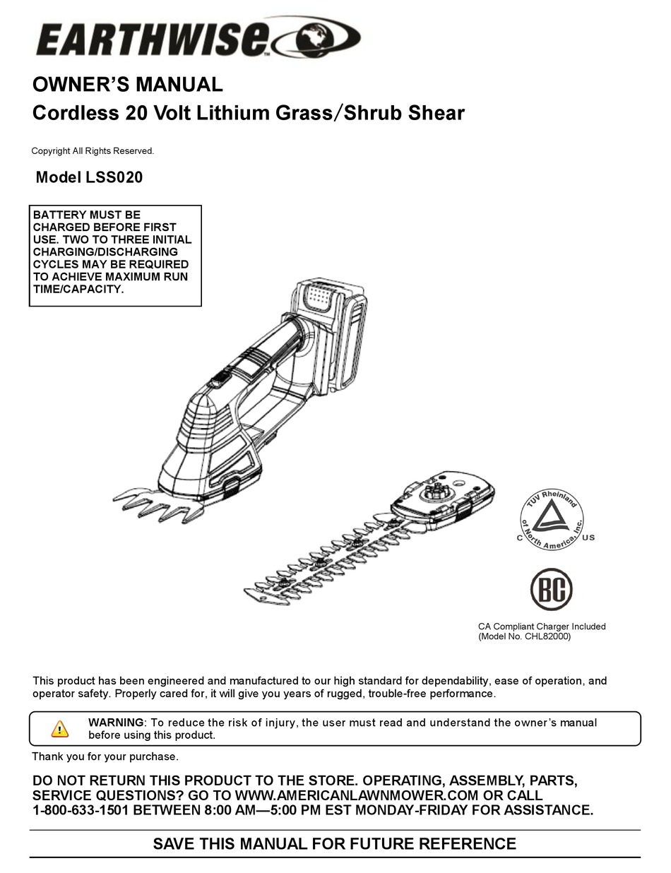 EARTHWISE LSS020 OWNER'S MANUAL Pdf Download ManualsLib