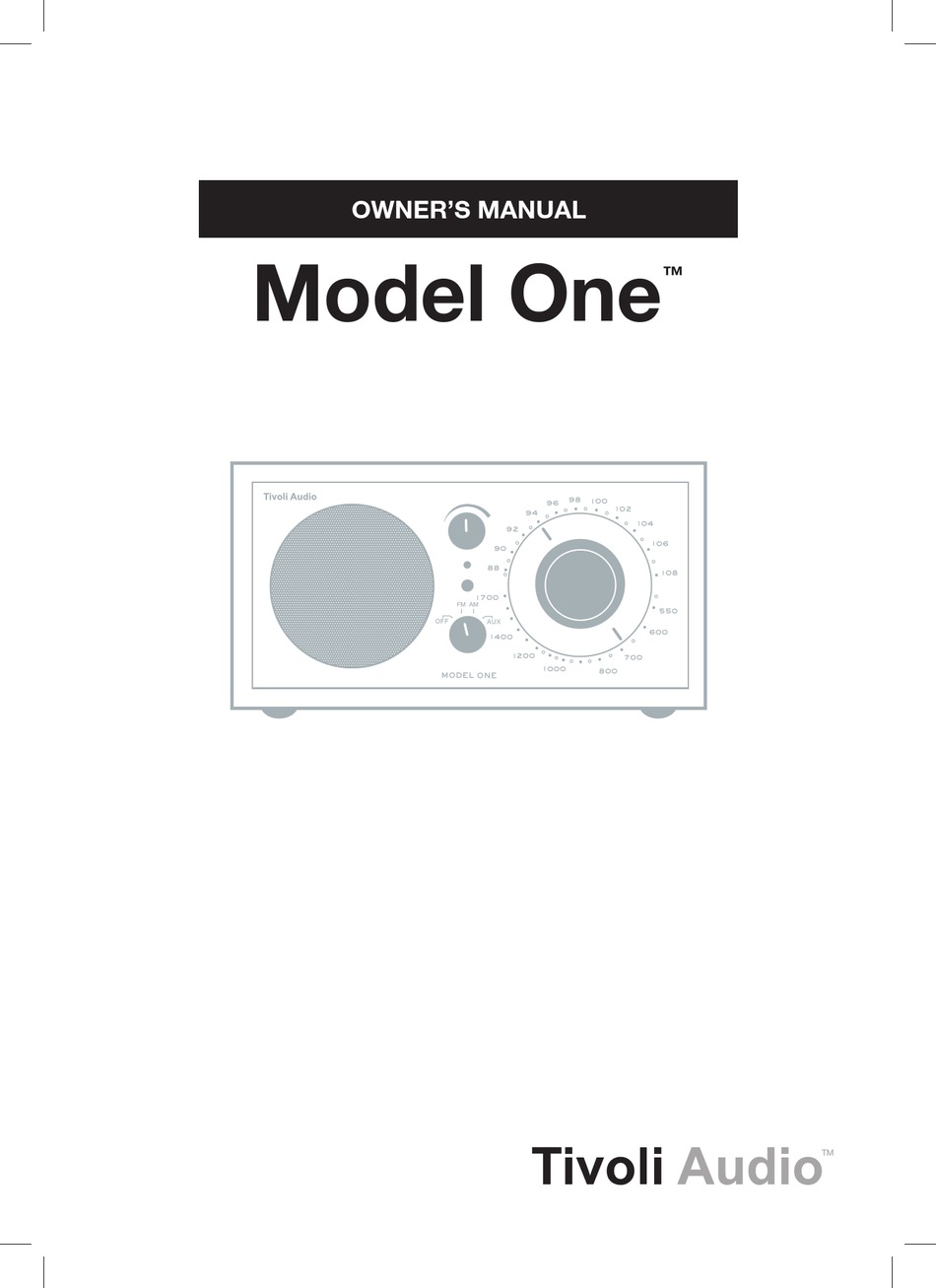 TIVOLI AUDIO MODEL ONE M1BTOBB OWNER'S MANUAL Pdf Download ManualsLib
