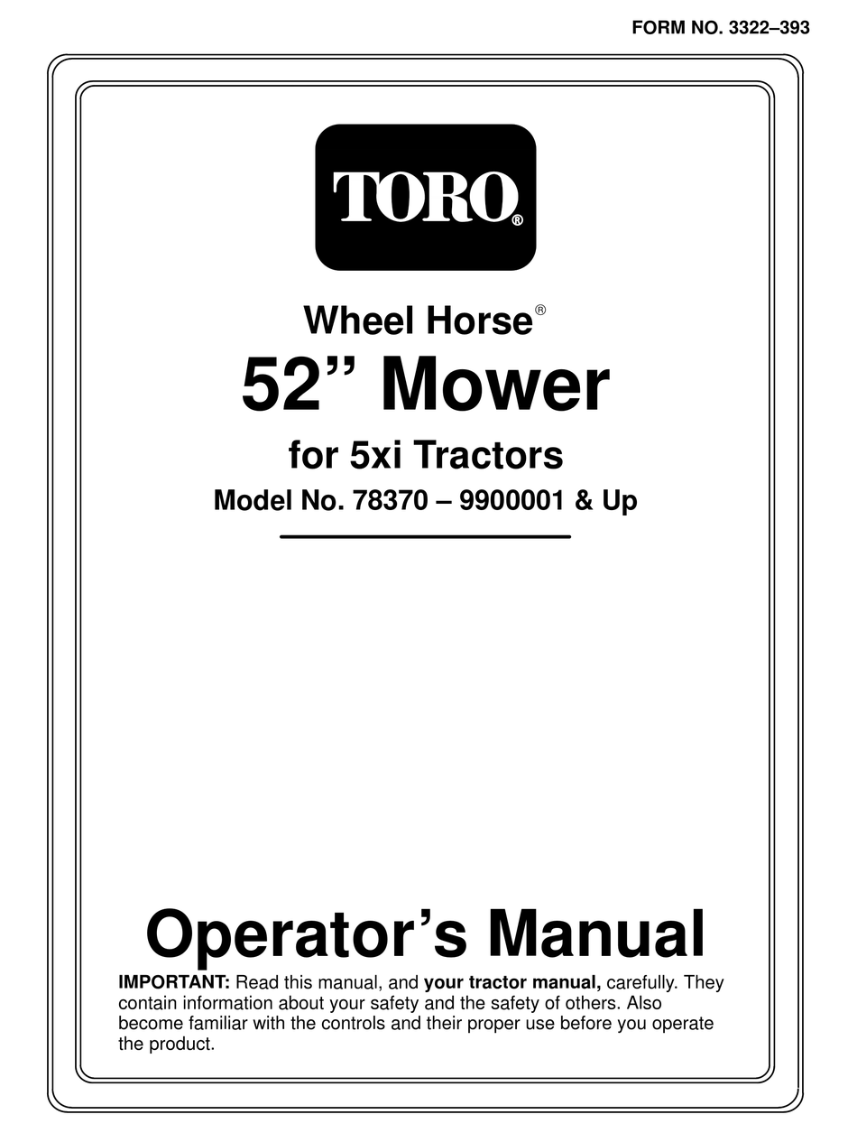 TORO WHEEL HORSE 78370 OPERATOR'S MANUAL Pdf Download ManualsLib