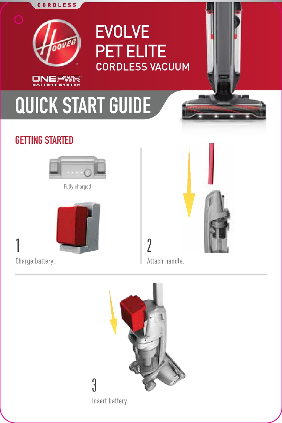 HOOVER ONEPWR EVOLVE PET ELITE QUICK START MANUAL Pdf Download ManualsLib