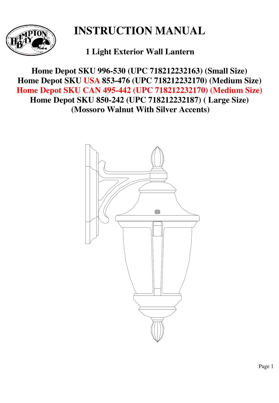 HAMPTON BAY 996530 INSTRUCTION MANUAL Pdf Download ManualsLib