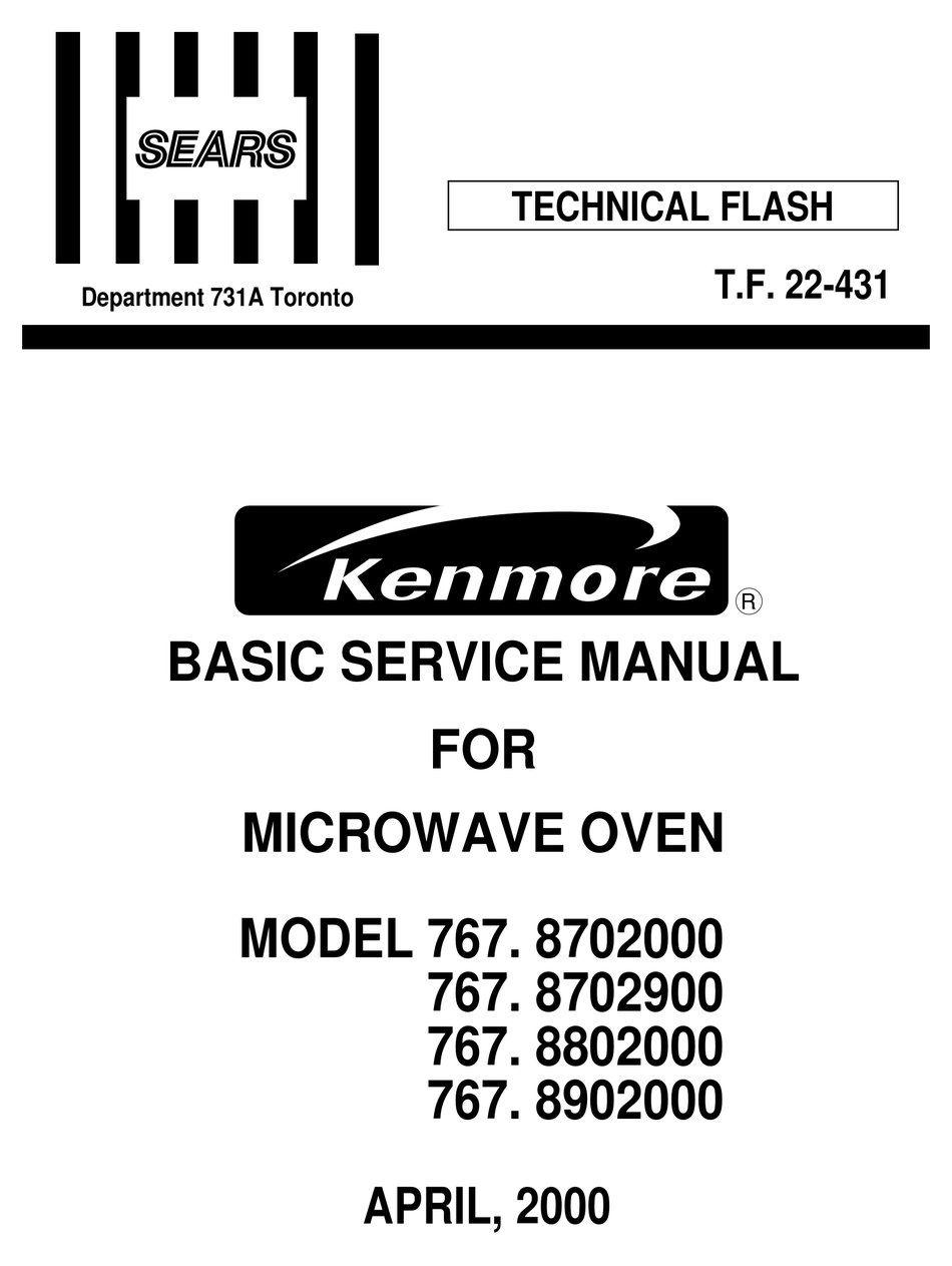 SEARS KENMORE 767.8702000 BASIC SERVICE MANUAL Pdf Download ManualsLib