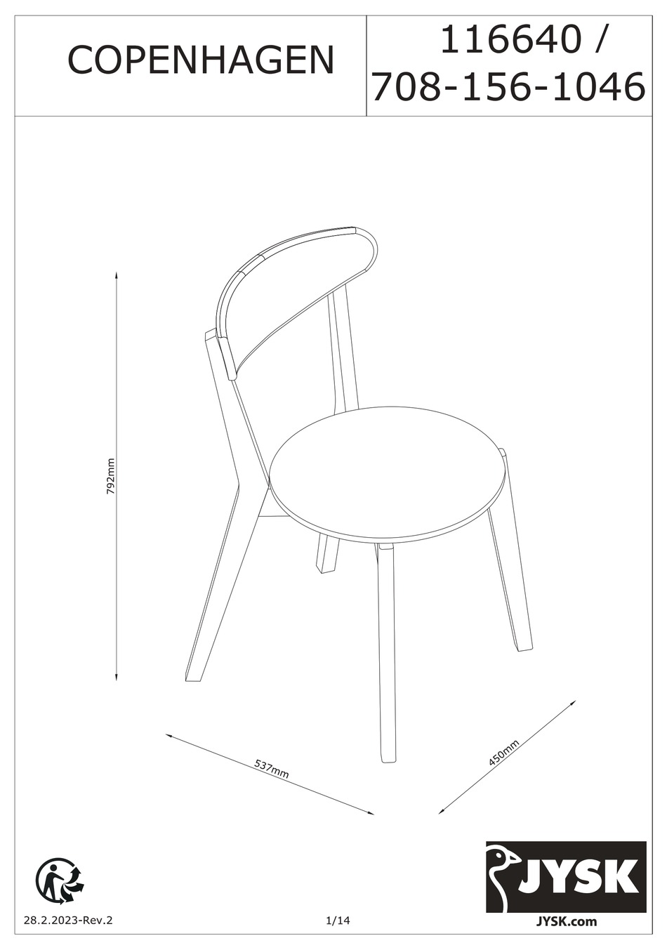 JYSK COPENHAGEN 116640 MANUAL Pdf Download ManualsLib