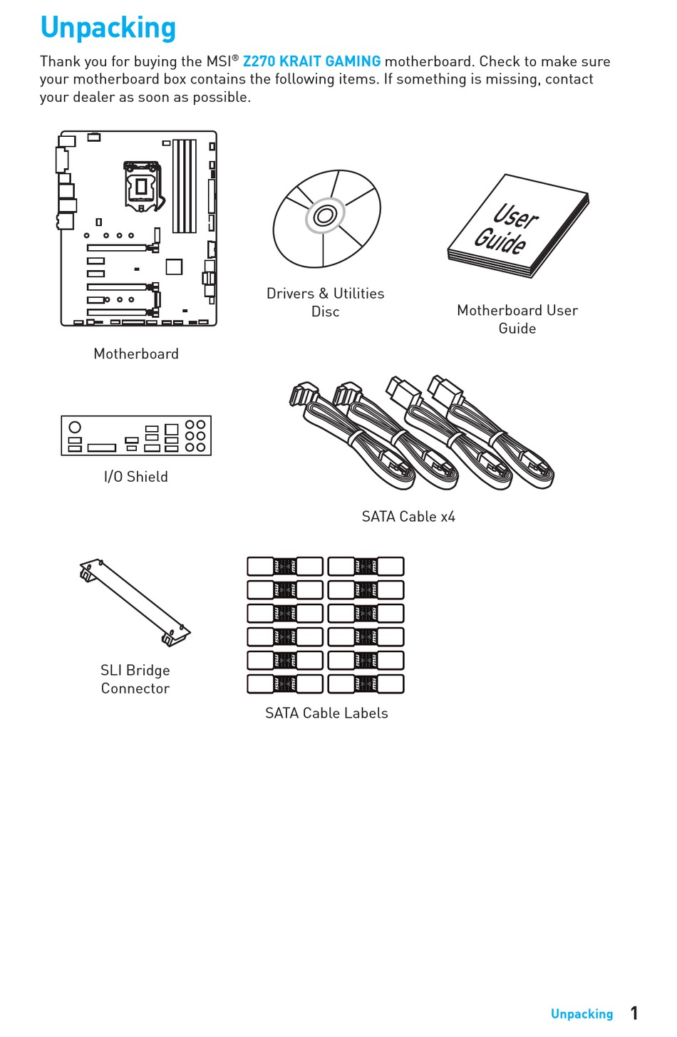MSI Z270 KRAIT GAMING USER MANUAL Pdf Download ManualsLib