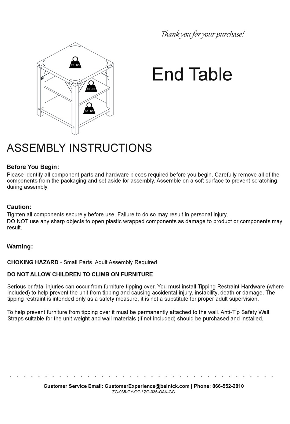 BELNICK ZG-035-OAK-GG ASSEMBLY INSTRUCTIONS MANUAL Pdf Download ...