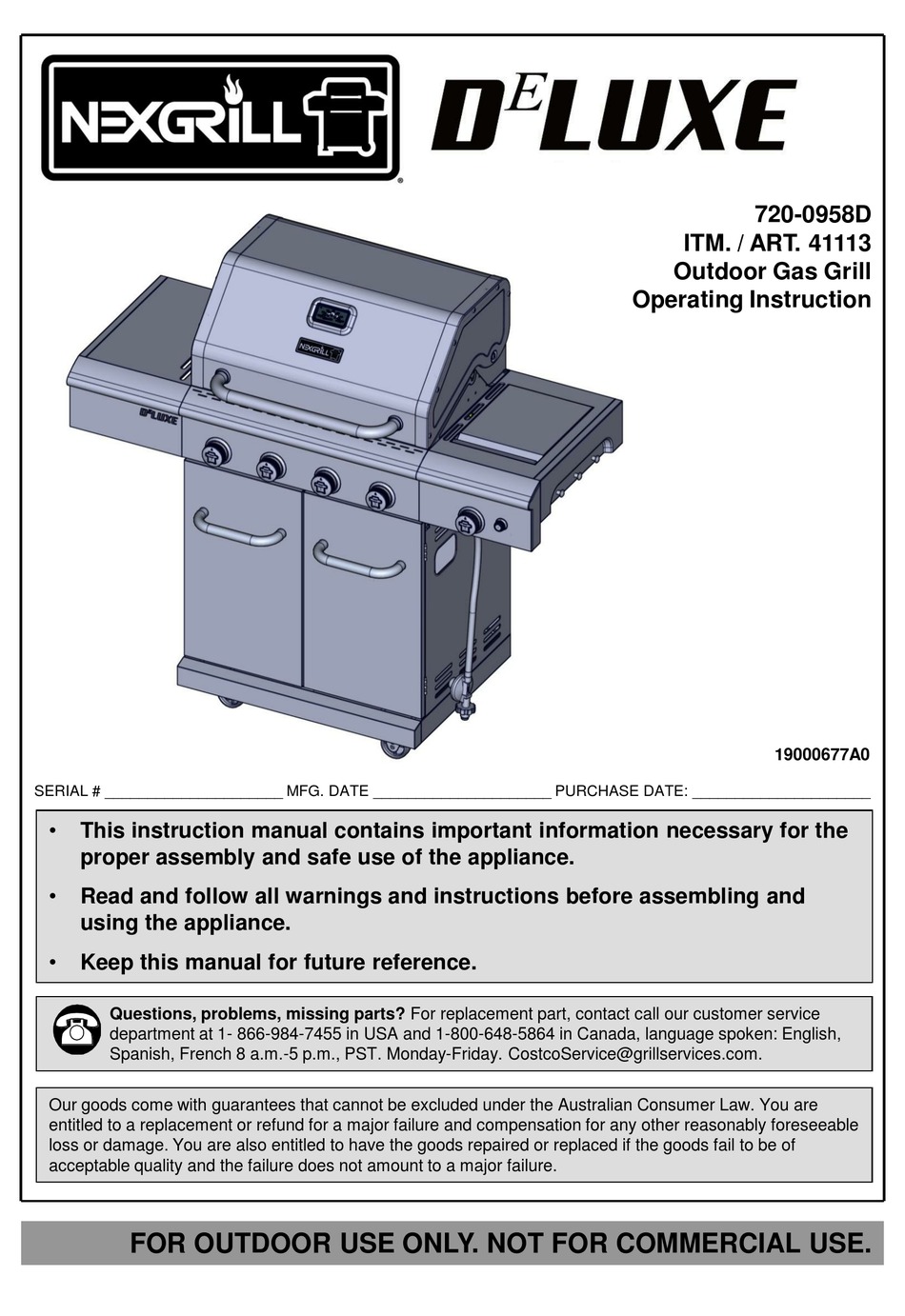 NEXGRILL DELUXE 7200958D OPERATING INSTRUCTION Pdf Download ManualsLib