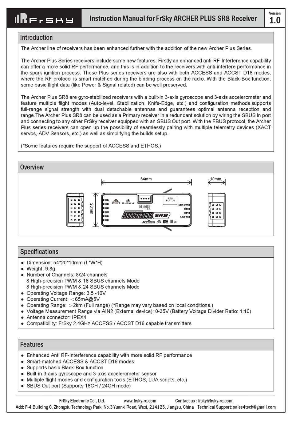 FRSKY ARCHER PLUS SR8 INSTRUCTION MANUAL Pdf Download ManualsLib