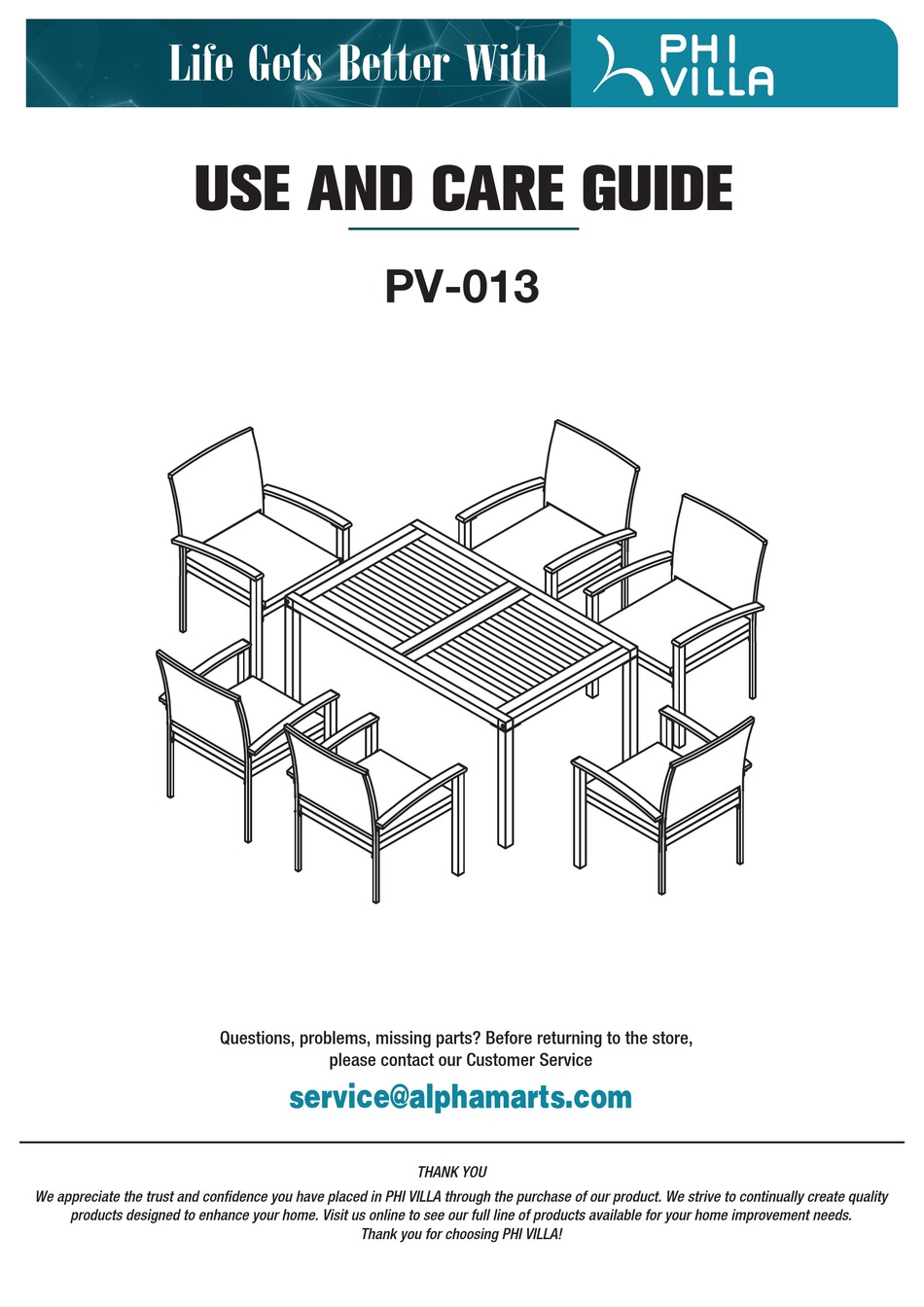 PHI VILLA PV013 USE AND CARE MANUAL Pdf Download ManualsLib