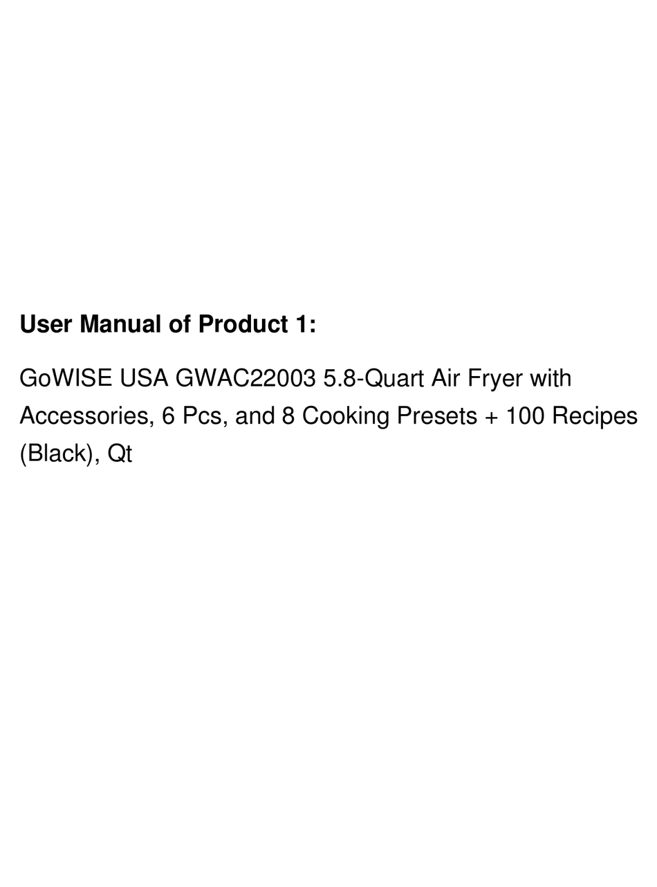GOWISE USA GWAC22003 USER MANUAL Pdf Download ManualsLib
