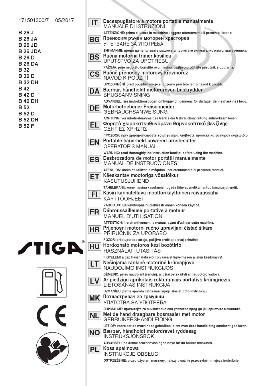 STIGA B 26 JA OPERATOR'S MANUAL Pdf Download | ManualsLib