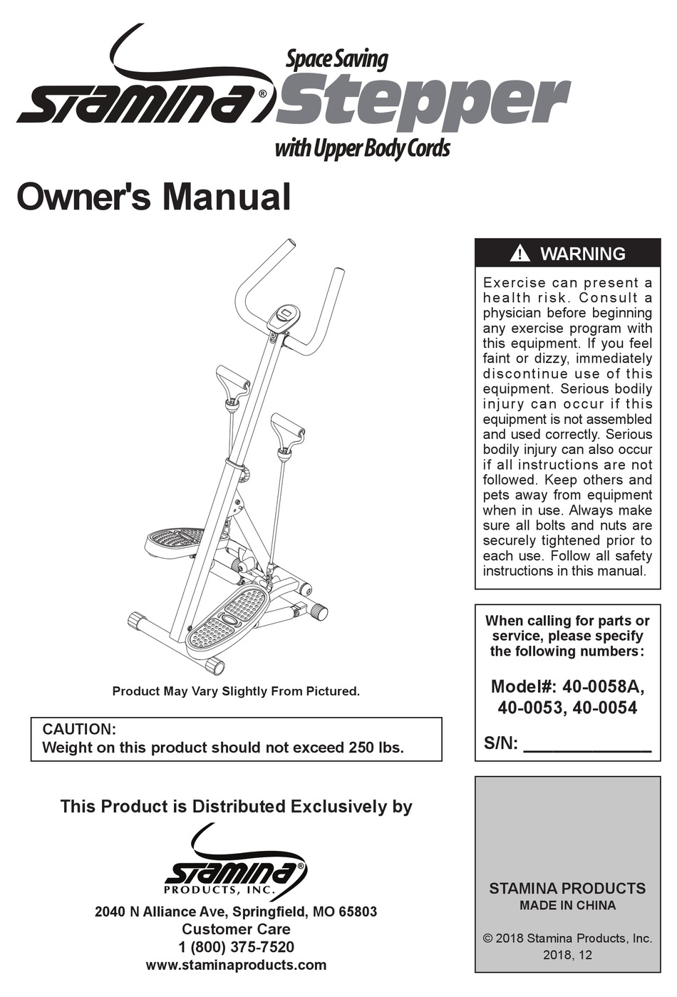 stamina 5325 replacement parts